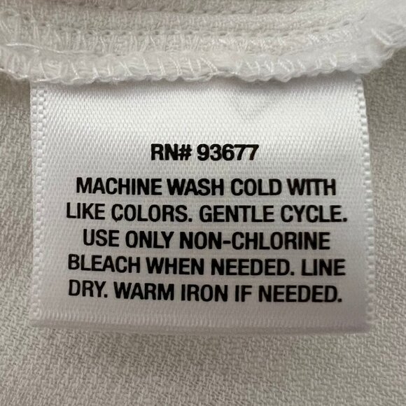 Liz Claiborne Petite White Cotton Button V-Neck Long Sleeve Cover Up Blouse - Picture 7 of 7